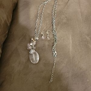 Paparazzi pink crystal cascade necklace and earrings set
